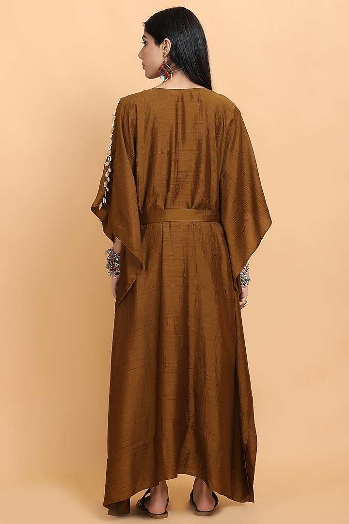 Brown Embroidered Kaftan by Arpita Sulakshana at Pernia's Pop Up Shop
