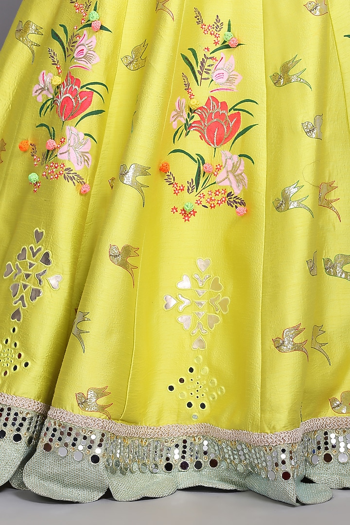 Yellow Hand Painted Wedding Lehenga Set by Arpita Sulakshana at Pernia's Pop Up Shop