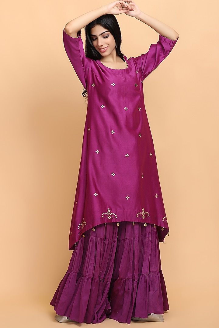 Purple Chanderi Silk Gharara Set by Arpita Sulakshana at Pernia's Pop Up Shop