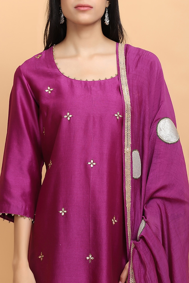 Purple Chanderi Silk Gharara Set by Arpita Sulakshana at Pernia's Pop Up Shop