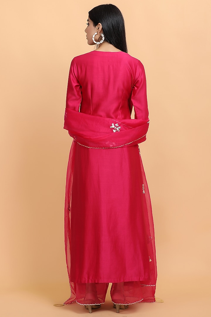 Pink Chanderi Silk Party Wear Anarkali Set by Arpita Sulakshana at Pernia's Pop Up Shop