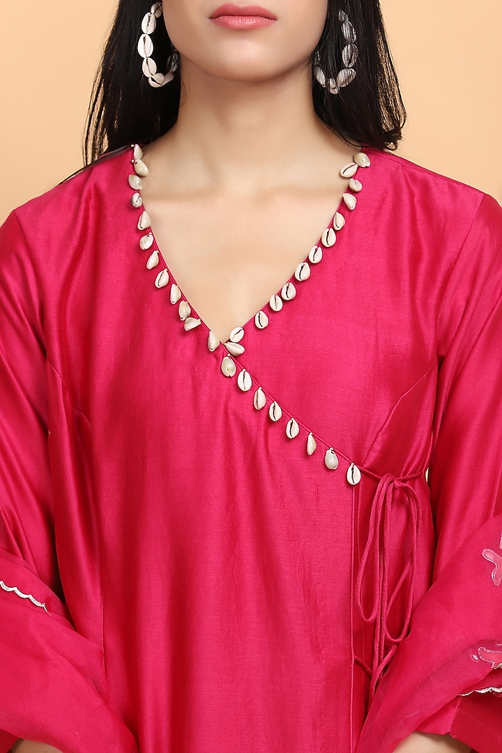 Pink Chanderi Silk Party Wear Anarkali Set by Arpita Sulakshana at Pernia's Pop Up Shop