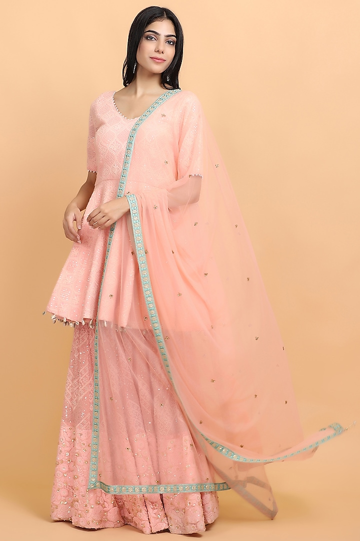 Pink Embroidered Gharara Set by Arpita Sulakshana