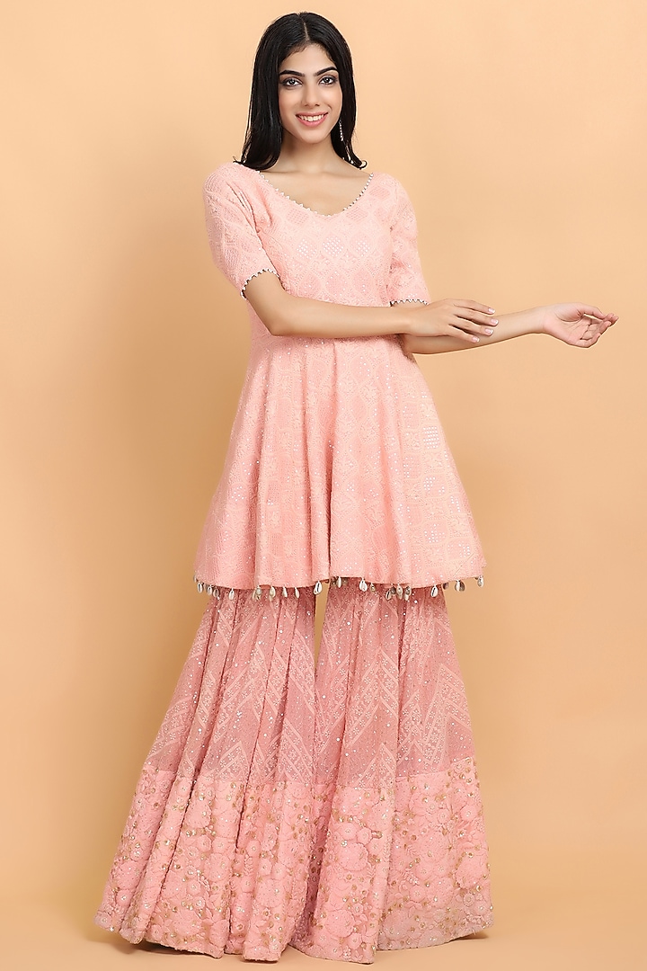 Pink Embroidered Gharara Set by Arpita Sulakshana at Pernia's Pop Up Shop