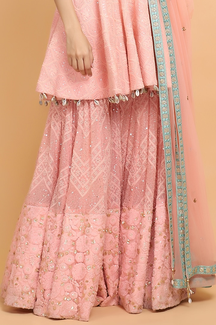 Pink Embroidered Gharara Set by Arpita Sulakshana at Pernia's Pop Up Shop