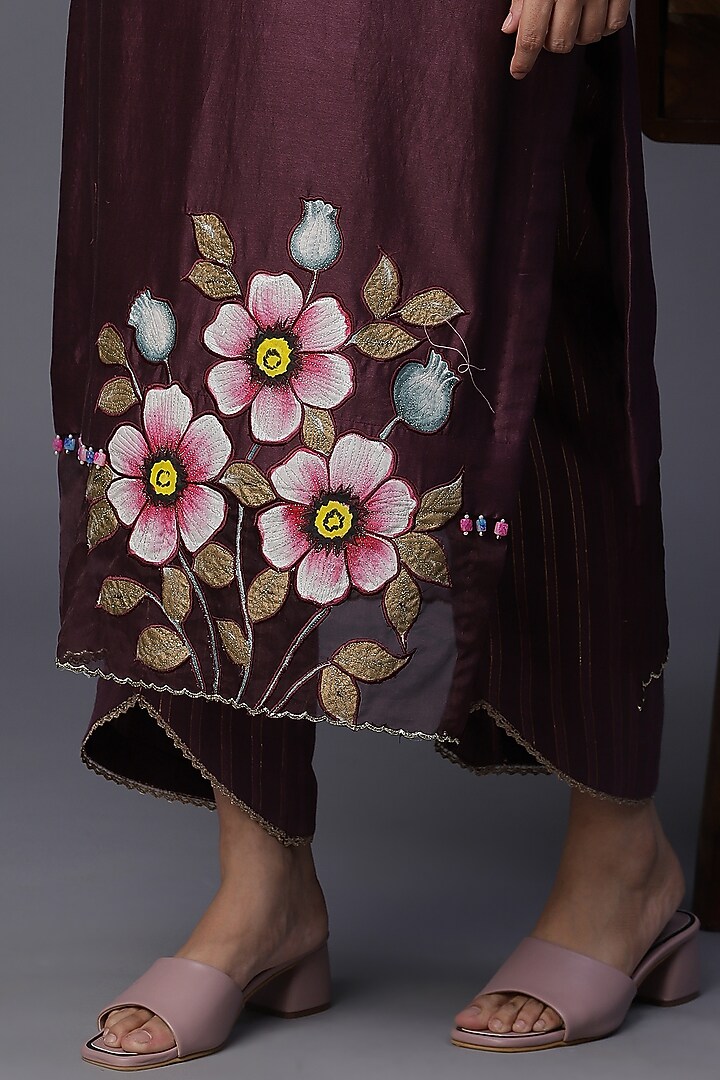Taupe Hand Painted Kurta Set by Arpita Sulakshana at Pernia's Pop Up Shop