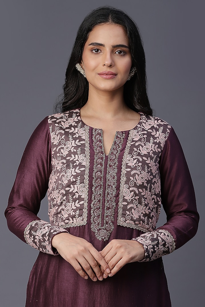 Taupe Hand Painted Kurta Set by Arpita Sulakshana at Pernia's Pop Up Shop