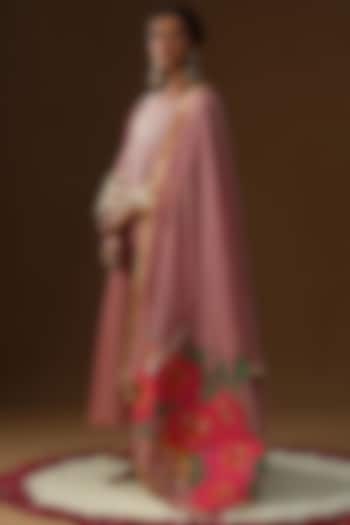 Old Rose Chanderi Silk Floral Hand Painted Kurta Set by Arpita Sulakshana at Pernia's Pop Up Shop