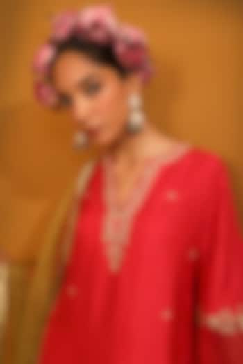 Gold Plated Kundan Polki & Emerald Stone Jhumka Earrings In Sterling Silver by Kaari at Pernia's Pop Up Shop