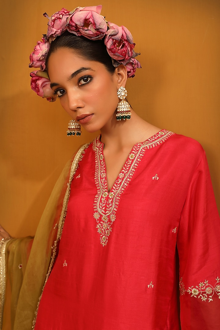 Gold Plated Kundan Polki & Emerald Stone Jhumka Earrings In Sterling Silver by Kaari at Pernia's Pop Up Shop