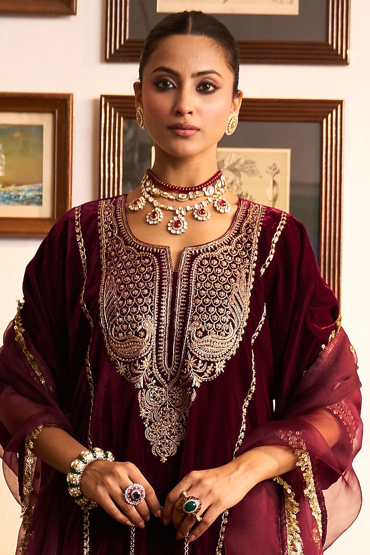 Gold Plated Kundan Polki & Green Beaded Layered Necklace In Sterling Silver by Kaari at Pernia's Pop Up Shop