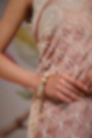 Gold Plated Kundan Polki & Ruby Stone Kada In Sterling Silver by Kaari at Pernia's Pop Up Shop