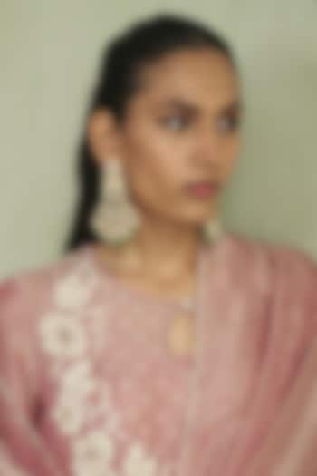 Gold Plated Kundan Polki & Ruby Stone Chandbali Earrings In Sterling Silver by Kaari at Pernia's Pop Up Shop