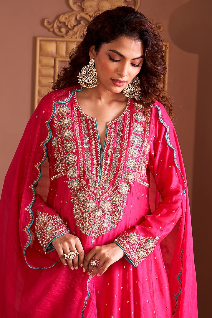 Gold Plated Kundan Polki & CZ Diamond Chandbali Earrings In Sterling Silver by Kaari at Pernia's Pop Up Shop