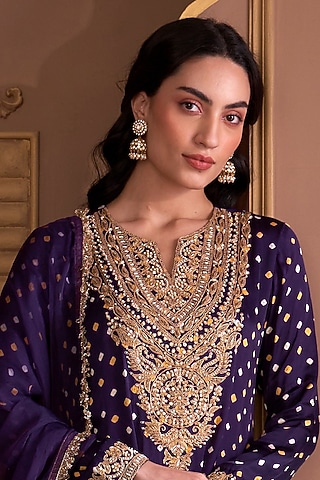 Gold Plated Kundan Polki & CZ Diamond Dangler Earrings In Sterling Silver by Kaari
