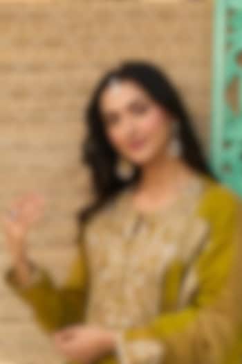 Gold Plated Kundan Polki & Ruby Stone Dangler Earrings In Sterling Silver by Kaari at Pernia's Pop Up Shop