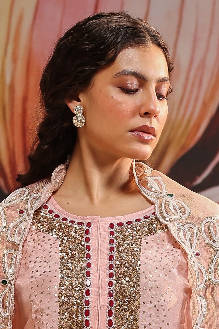 Gold Plated Kundan Polki Dangler Earrings In Sterling Silver by Kaari at Pernia's Pop Up Shop