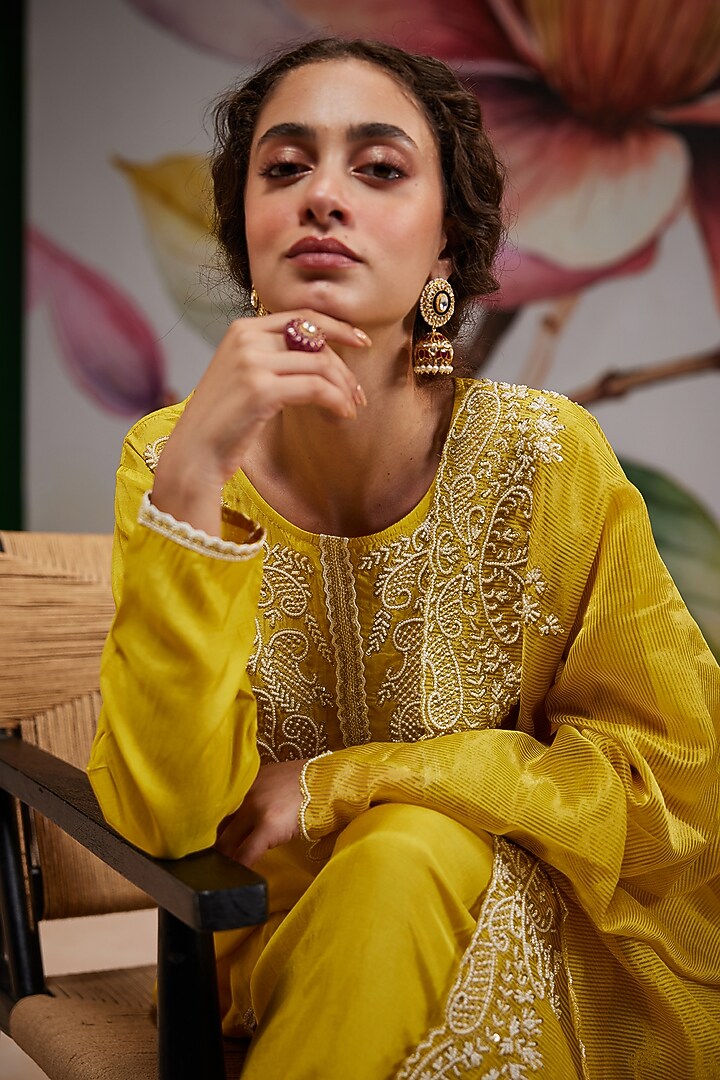 Gold Plated Kundan Polki Enameled Jhumka Earrings In Sterling Silver by Kaari at Pernia's Pop Up Shop