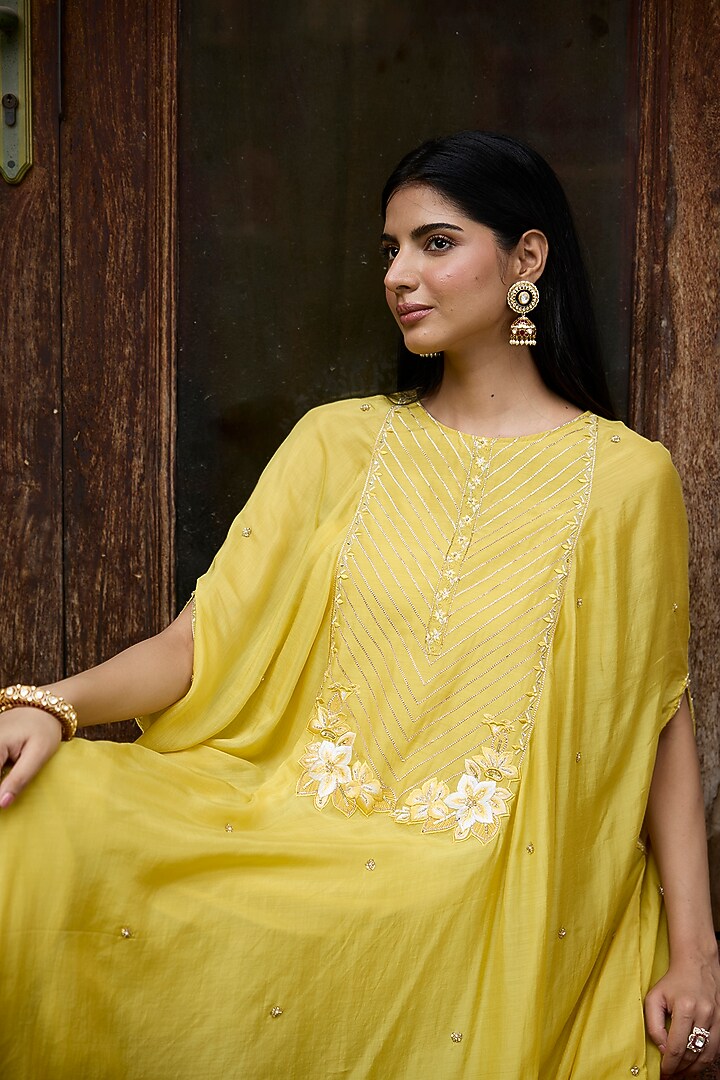 Gold Plated Kundan Polki Enameled Jhumka Earrings In Sterling Silver by Kaari at Pernia's Pop Up Shop