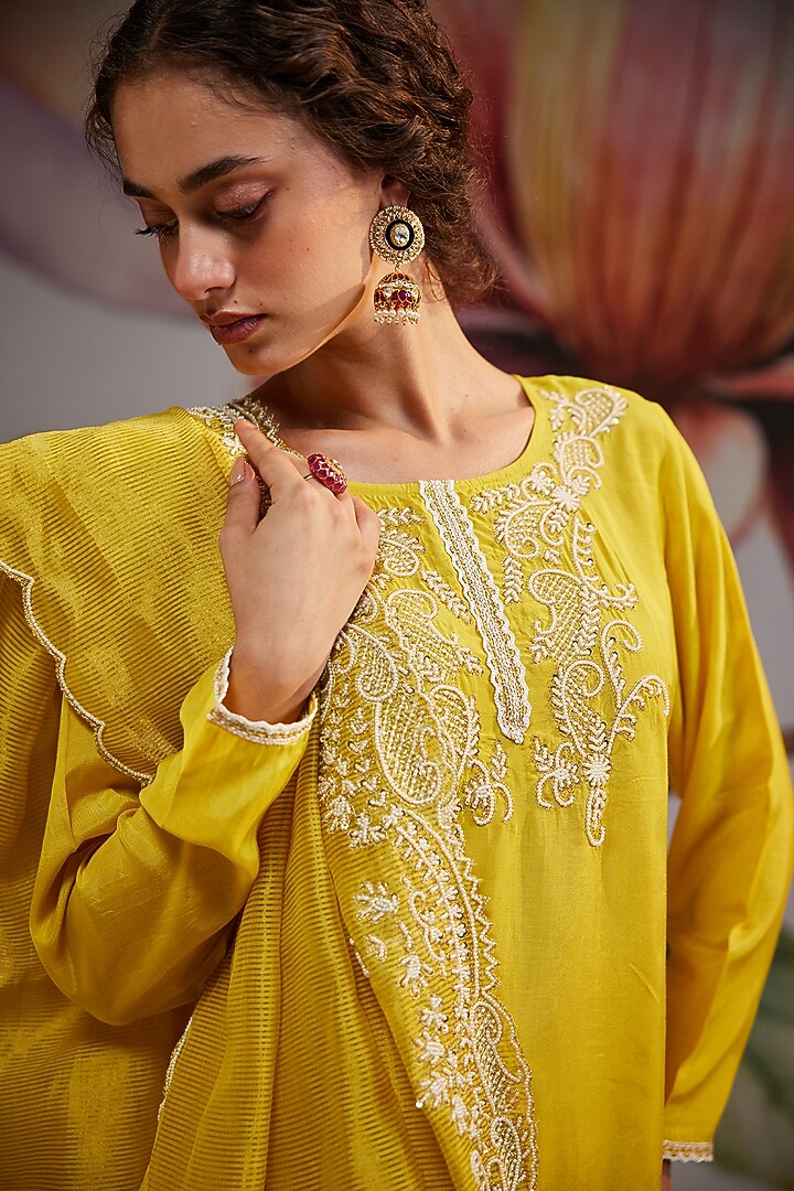 Gold Plated Kundan Polki Enameled Jhumka Earrings In Sterling Silver by Kaari at Pernia's Pop Up Shop