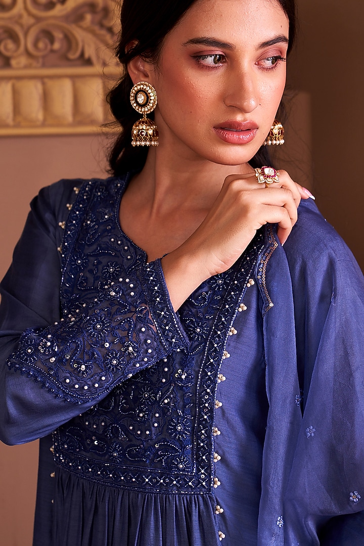 Gold Plated Kundan Polki Enameled Jhumka Earrings In Sterling Silver by Kaari at Pernia's Pop Up Shop