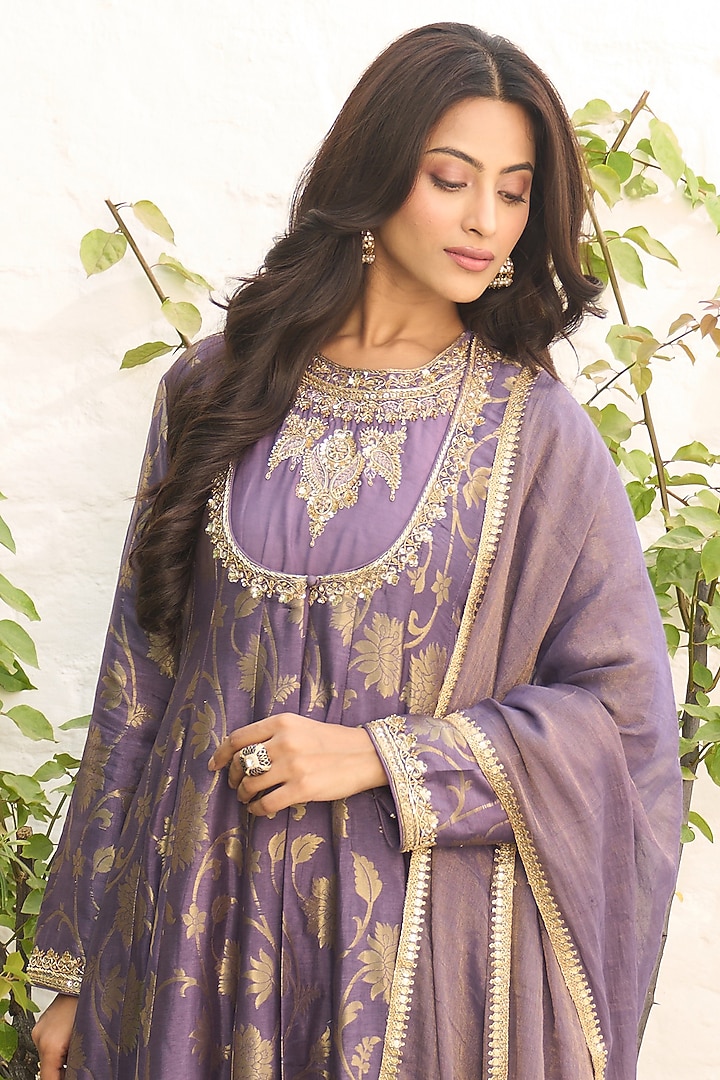 Gold Plated Kundan Polki & Tanzanite Ring In Sterling Silver by Kaari at Pernia's Pop Up Shop