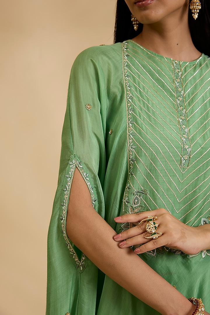 Gold Plated Kundan Polki & Emerald Stone Ring In Sterling Silver by Kaari at Pernia's Pop Up Shop