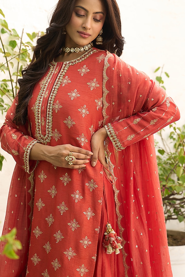 Gold Plated Kundan Polki & Ruby Stone Ring In Sterling Silver by Kaari at Pernia's Pop Up Shop