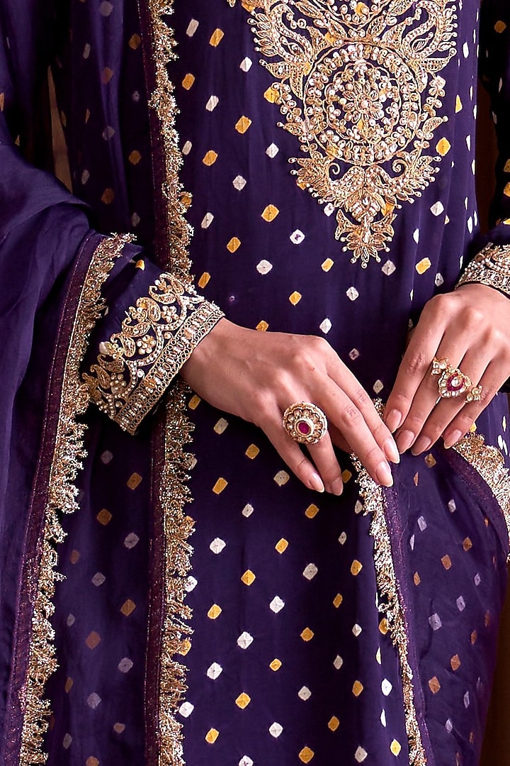 Gold Plated Kundan Polki & Ruby Stone Ring In Sterling Silver by Kaari at Pernia's Pop Up Shop