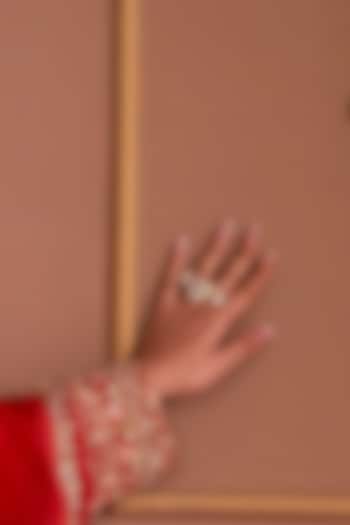 Gold Plated Kundan Polki & Emerald Stone Ring In Sterling Silver by Kaari at Pernia's Pop Up Shop