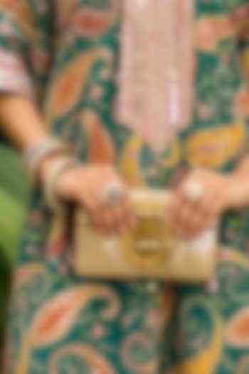 Gold Plated Kundan Polki & Emerald Stone Ring In Sterling Silver by Kaari at Pernia's Pop Up Shop