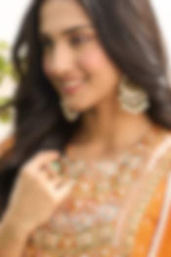 Gold Plated Kundan Polki & Ruby Stone Ring In Sterling Silver by Kaari at Pernia's Pop Up Shop