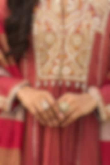 Gold Plated Kundan Polki & Emerald Stone Ring In Sterling Silver by Kaari at Pernia's Pop Up Shop