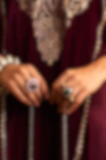 Gold Plated Kundan Polki & Ruby Stone Ring In Sterling Silver by Kaari at Pernia's Pop Up Shop