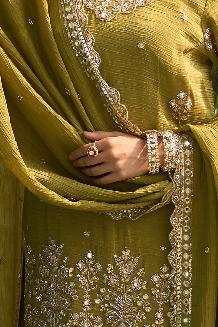 Gold Plated Kundan Polki & Ruby Stone Ring In Sterling Silver by Kaari at Pernia's Pop Up Shop