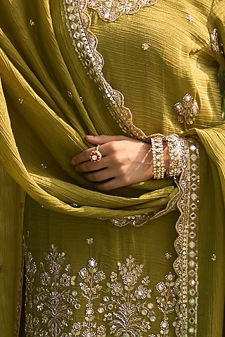 Gold Plated Kundan Polki & Ruby Stone Ring In Sterling Silver by Kaari