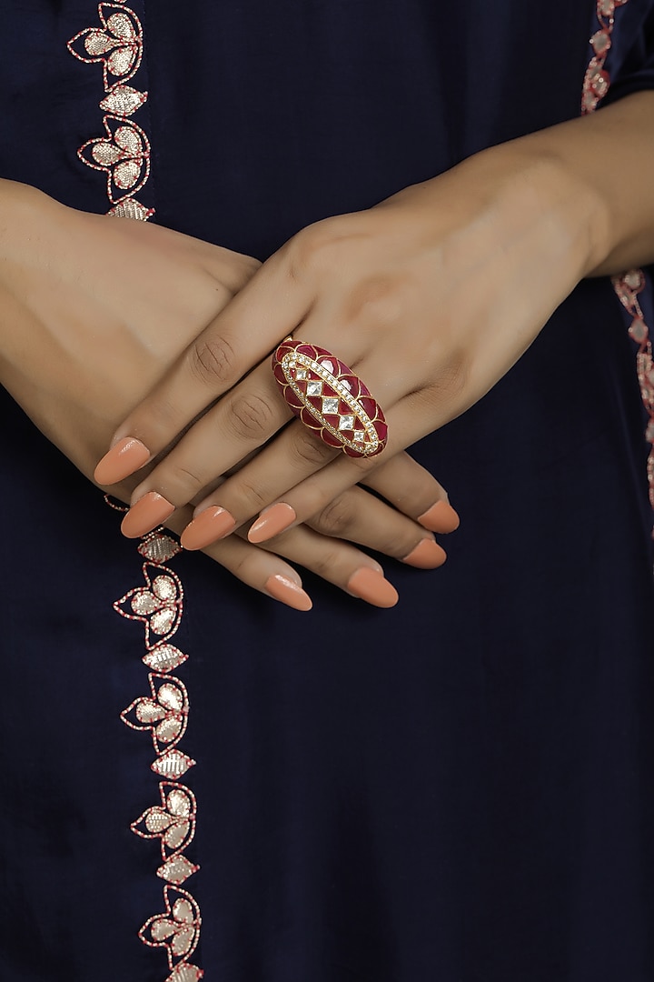 Gold Finish Boat Shaped Ring In Sterling Silver by Kaari at Pernia's Pop Up Shop