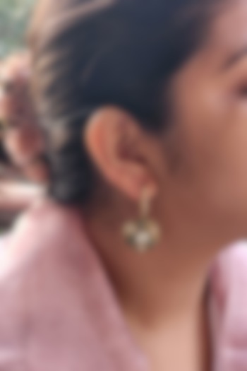 Gold Plated Emerald Stone Bali Earrings In Sterling Silver by Kaari at Pernia's Pop Up Shop