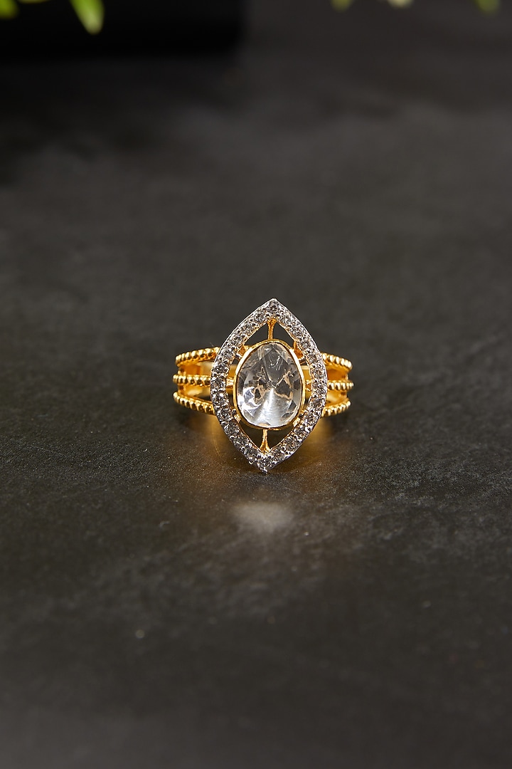 Gold Plated Marquise Motif Ring In Sterling Silver by Kaari at Pernia's Pop Up Shop
