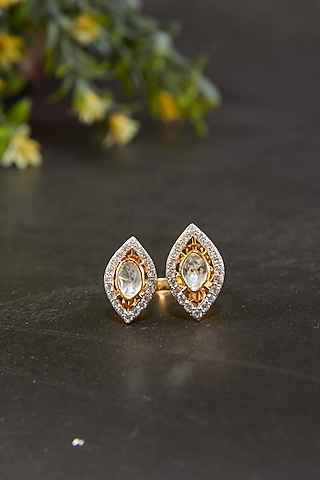 Gold Plated Marquise Motif Ring In Sterling Silver by Kaari