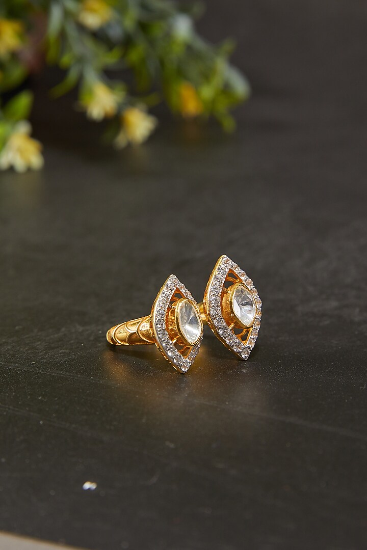 Gold Plated Marquise Motif Ring In Sterling Silver by Kaari at Pernia's Pop Up Shop