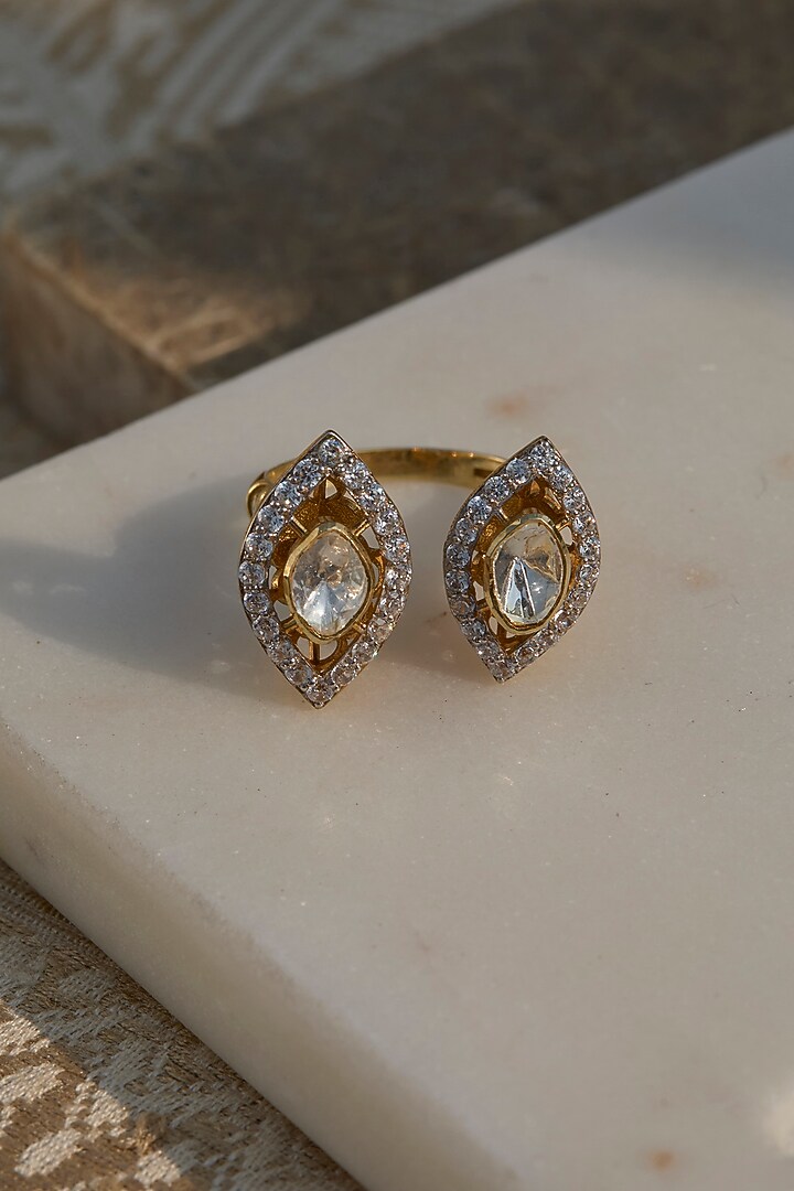 Gold Plated Marquise Motif Ring In Sterling Silver by Kaari at Pernia's Pop Up Shop