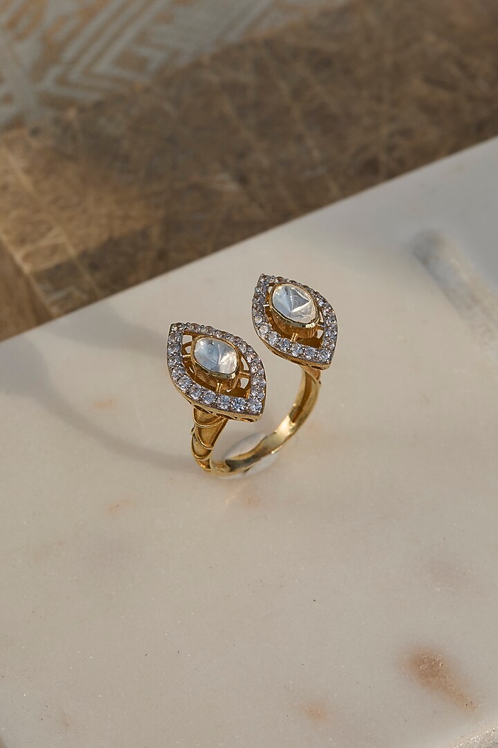 Gold Plated Marquise Motif Ring In Sterling Silver by Kaari at Pernia's Pop Up Shop