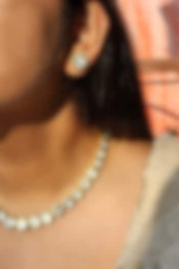 Gold Plated White Kundan Polki Necklace In Sterling Silver by Kaari at Pernia's Pop Up Shop