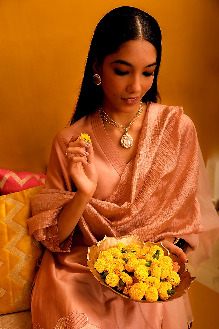 Gold Plated Moissanite Polki Pendant Necklace In Sterling Silver by Kaari at Pernia's Pop Up Shop