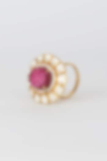 Gold Finish Semi Precious Ruby Ring In 92.5 Sterling Silver by Kaari