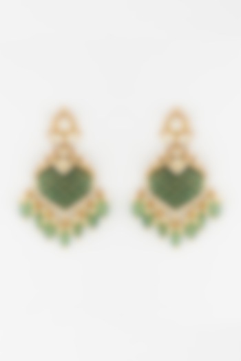 Gold Finish Pearl Dangler Earrings In 92.5 Sterling Silver by Kaari