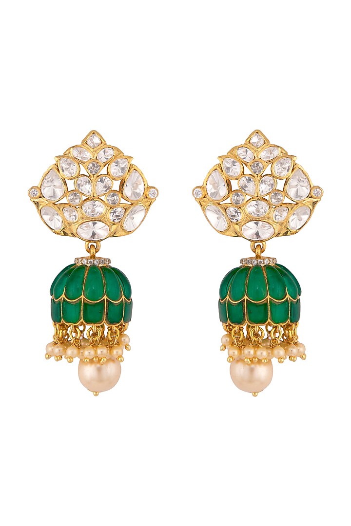 Gold Plated Polki Jhumki Earrings by Kaari at Pernia's Pop Up Shop