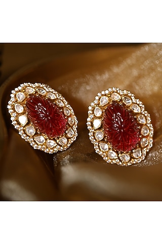 Gold Plated CZ Diamond Earrings by Kaari