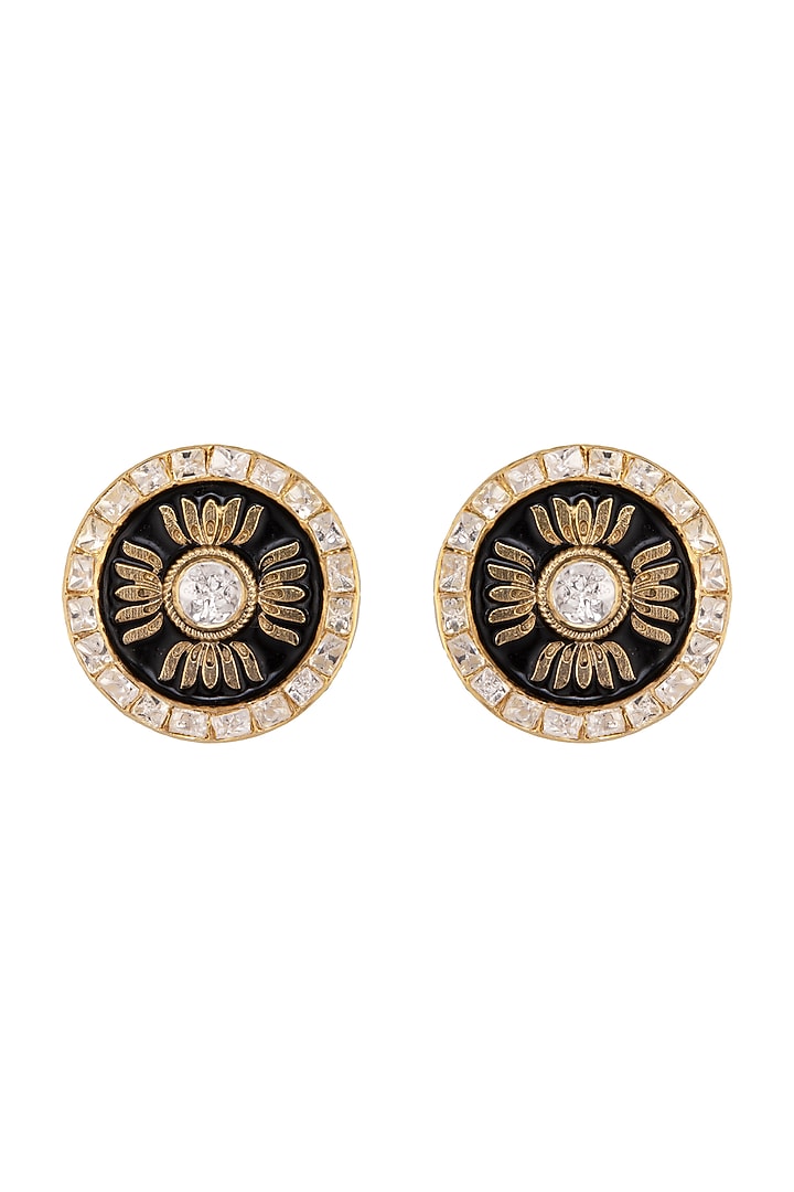 Gold Plated Enamel Stud Earrings by Kaari at Pernia's Pop Up Shop